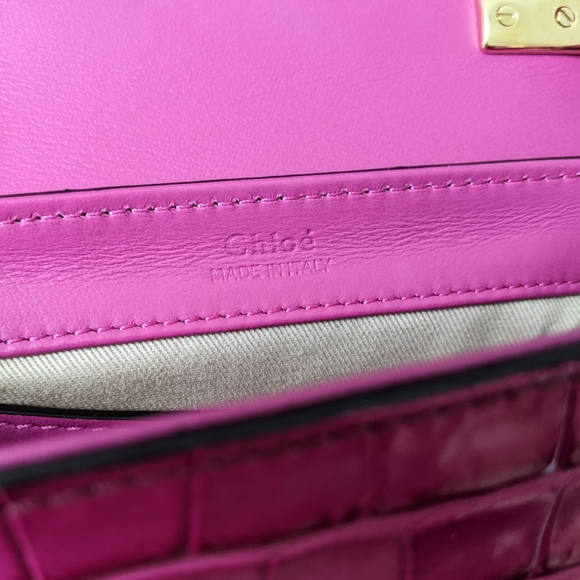 Chloe C Croc Embossed Leather Shoulder Bag - Picture 11 of 16